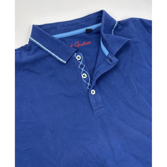 Robert Graham Men's XL Blue Cotton Short‎ Sleeve Polo - Picture 1 of 5